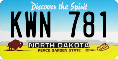 ND license plate KWN781
