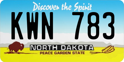ND license plate KWN783