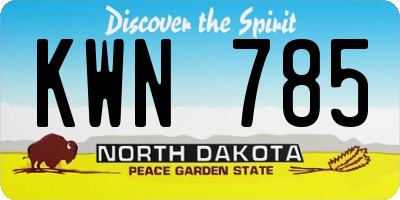 ND license plate KWN785