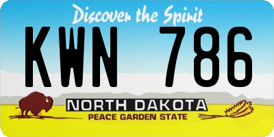ND license plate KWN786