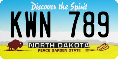 ND license plate KWN789