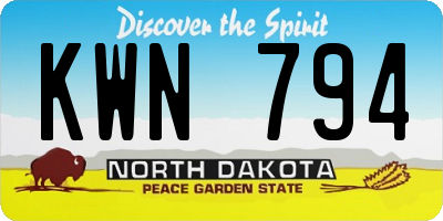 ND license plate KWN794