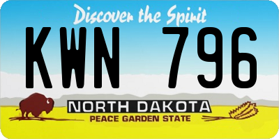 ND license plate KWN796