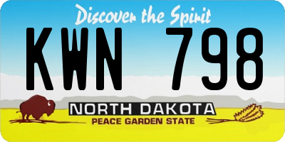 ND license plate KWN798