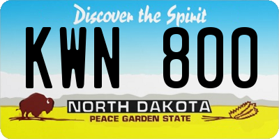 ND license plate KWN800