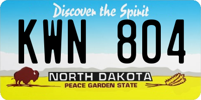 ND license plate KWN804