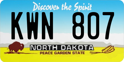 ND license plate KWN807
