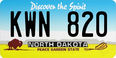 ND license plate KWN820