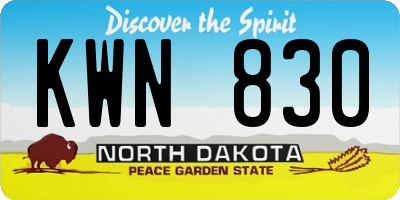 ND license plate KWN830