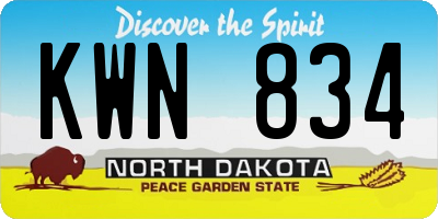 ND license plate KWN834