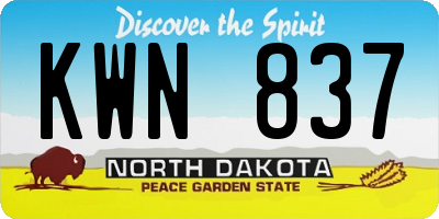 ND license plate KWN837