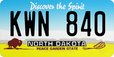 ND license plate KWN840