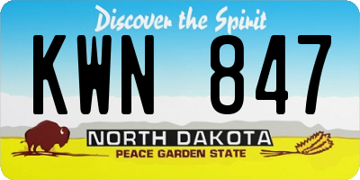 ND license plate KWN847