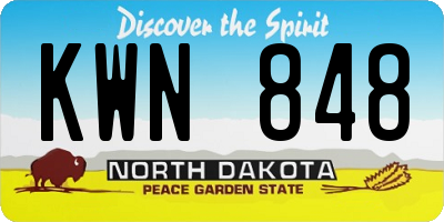 ND license plate KWN848