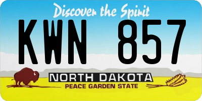 ND license plate KWN857