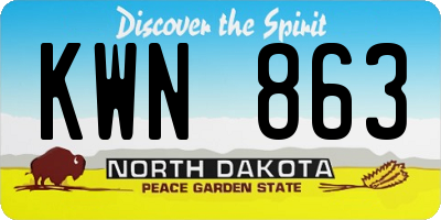 ND license plate KWN863