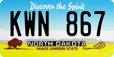 ND license plate KWN867