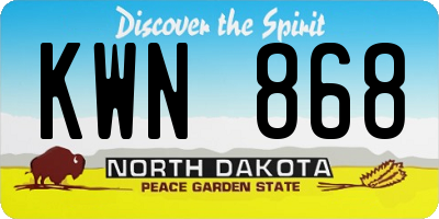 ND license plate KWN868