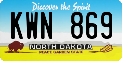 ND license plate KWN869