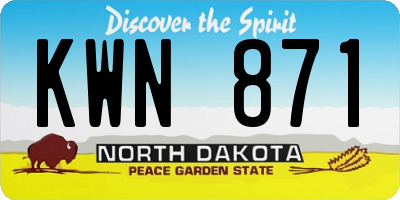 ND license plate KWN871
