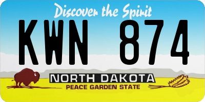 ND license plate KWN874