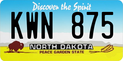 ND license plate KWN875