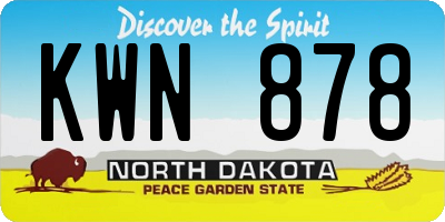 ND license plate KWN878