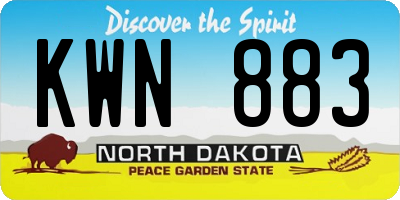 ND license plate KWN883