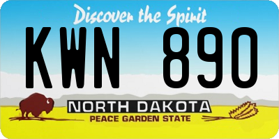 ND license plate KWN890