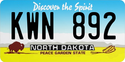 ND license plate KWN892