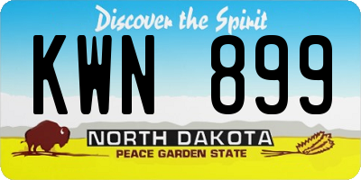 ND license plate KWN899