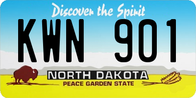 ND license plate KWN901