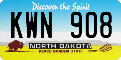 ND license plate KWN908