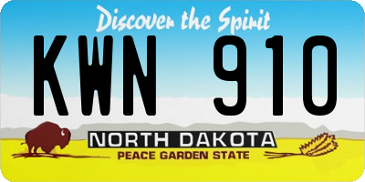 ND license plate KWN910