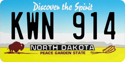 ND license plate KWN914