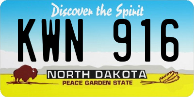 ND license plate KWN916