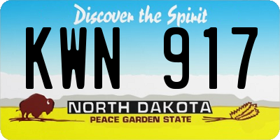 ND license plate KWN917