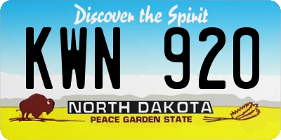 ND license plate KWN920