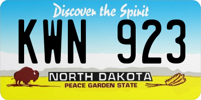 ND license plate KWN923