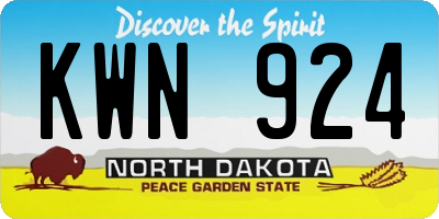 ND license plate KWN924