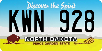 ND license plate KWN928