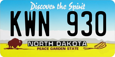 ND license plate KWN930