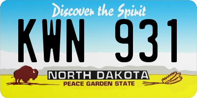 ND license plate KWN931
