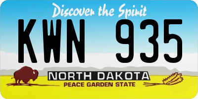 ND license plate KWN935