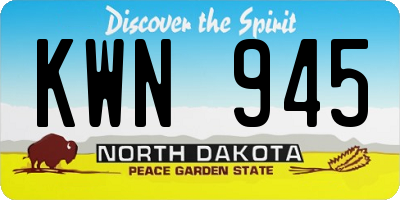 ND license plate KWN945