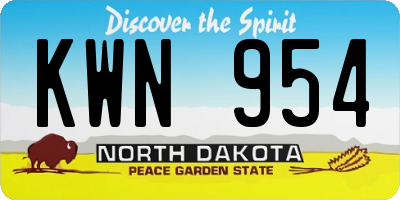ND license plate KWN954