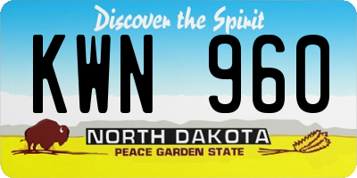 ND license plate KWN960