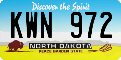 ND license plate KWN972