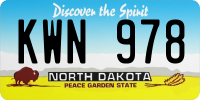 ND license plate KWN978