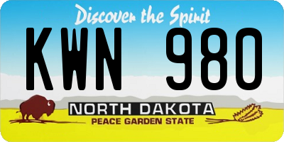 ND license plate KWN980